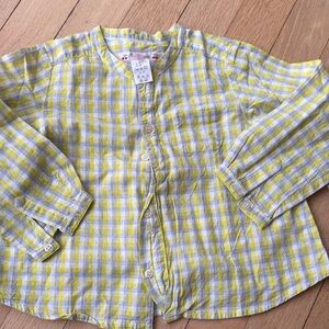 Bonpoint Yellow and Gray Checkered Kids Shirt